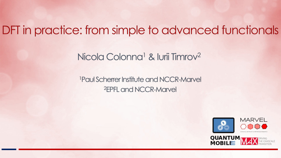 Hands-on - DFT in practice: From simple to advanced functionals (LDA, GGA, meta-GGA, hybrids)