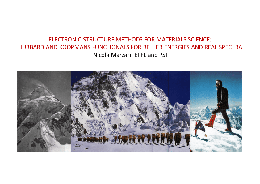 Electronic-structure methods for materials science, and Hubbard and Koopmans functionals for better energies and real spectra