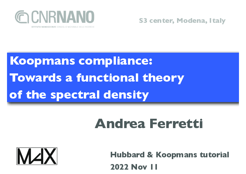 Koopmans: Connection with the spectral potential