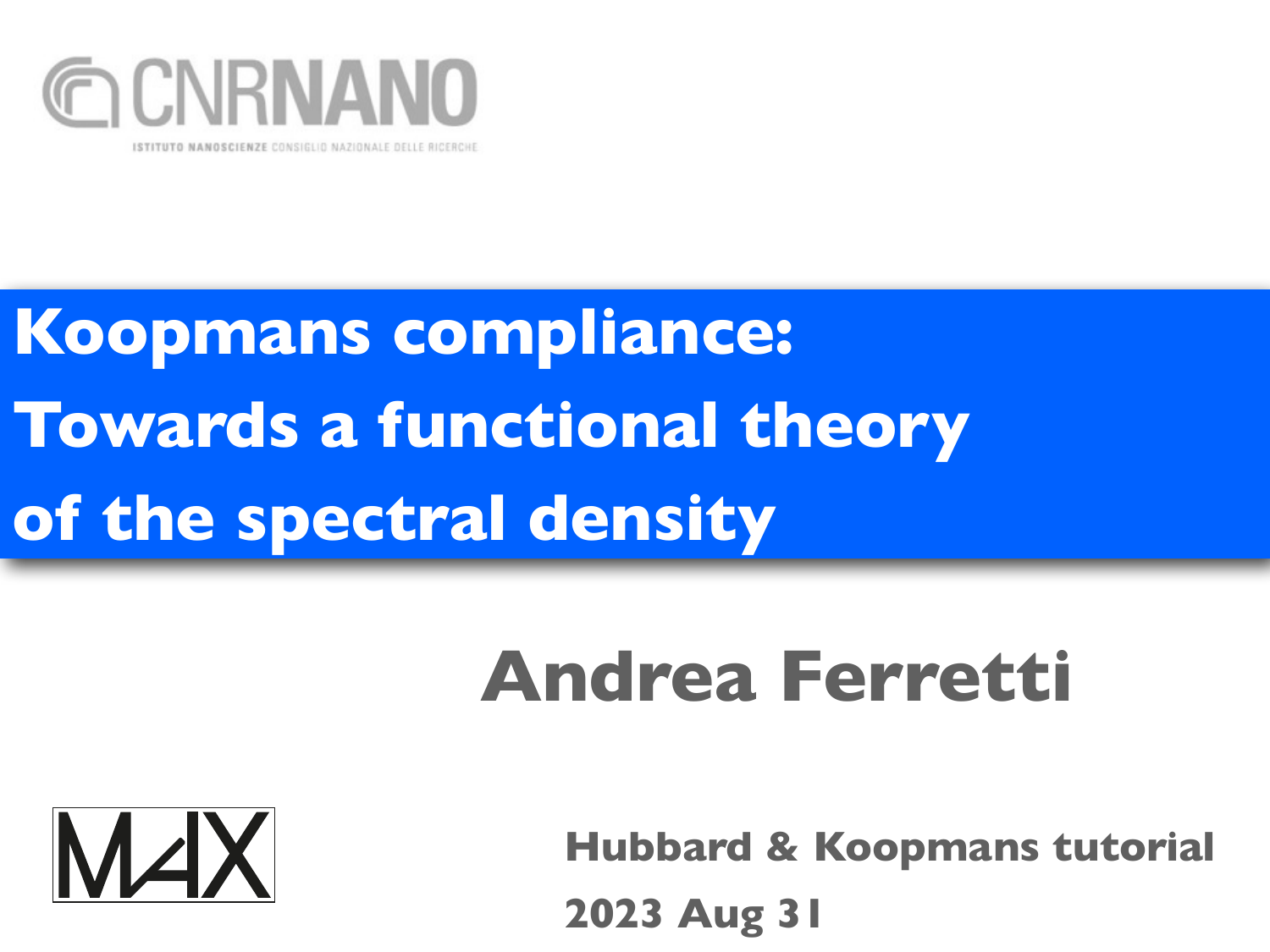 Koopmans compliance: Towards a functional theory of the spectral density